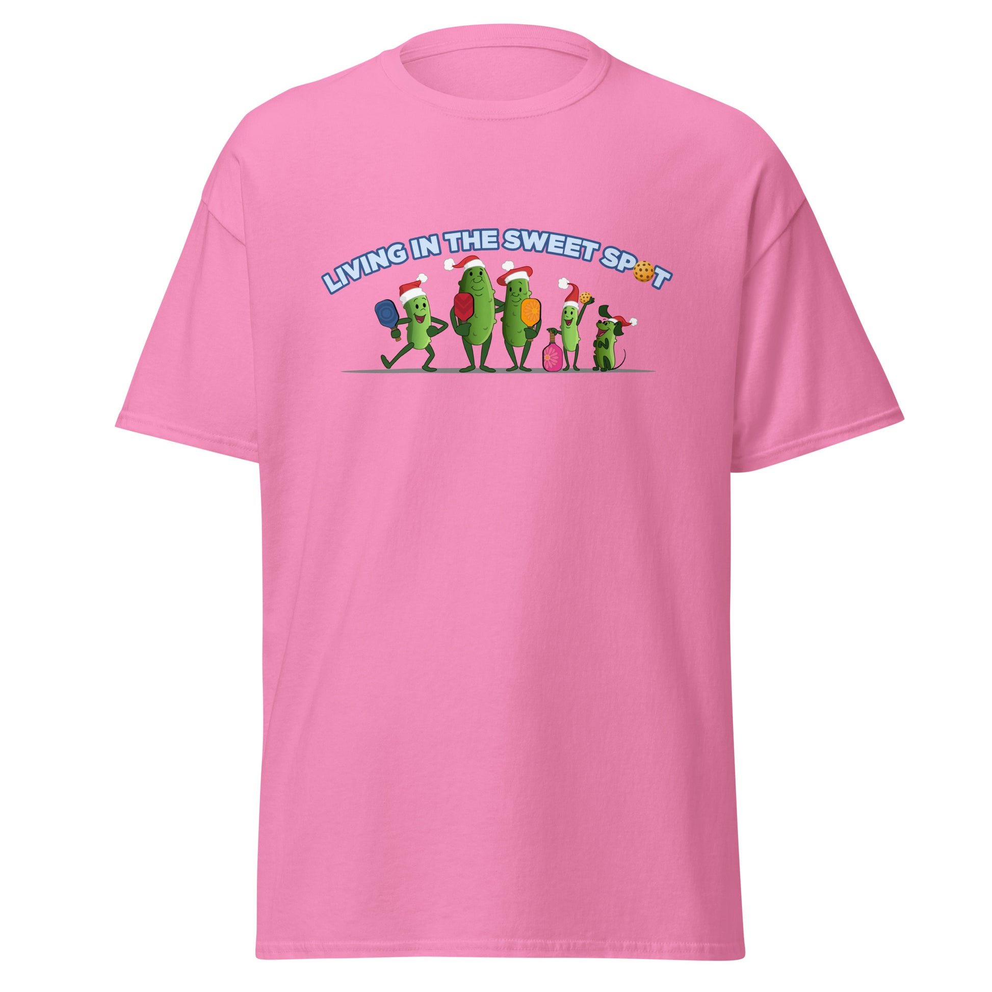 100% Cotton Pickleball T-Shirt - Pickleball Family XMAS - "Living in the Sweet Spot" - DocDink.com