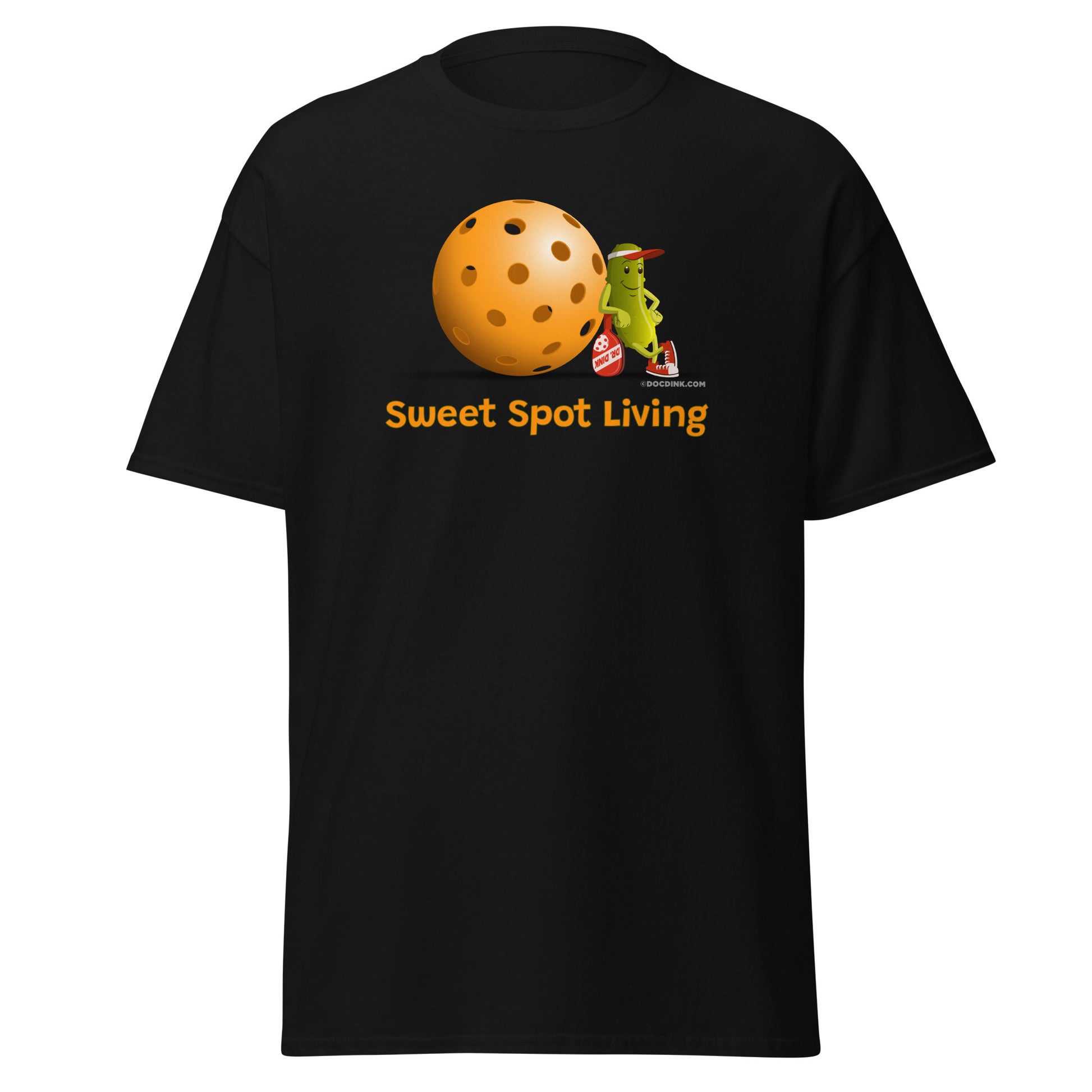 100% Cotton Pickleball T-Shirt - Resting Pickleball - "Sweet Spot Living" - DocDink.com