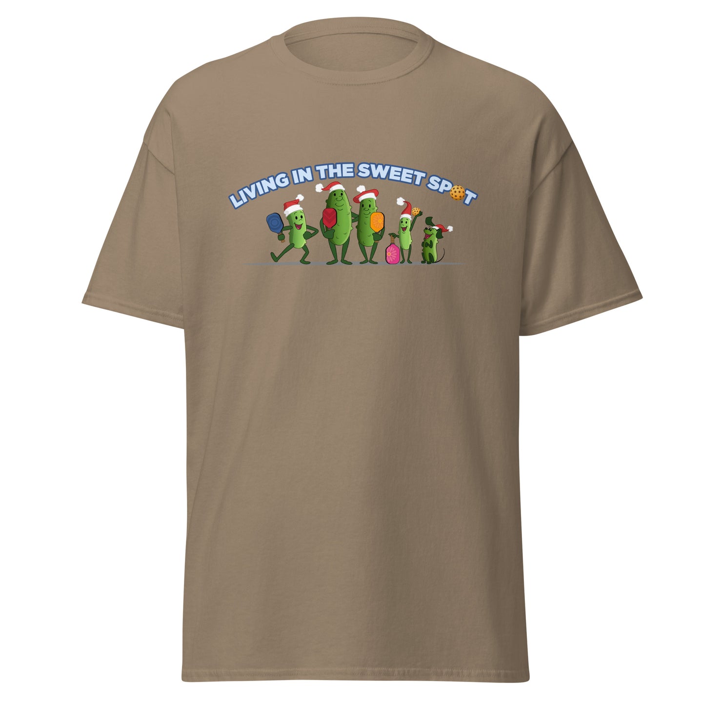 100% Cotton Pickleball T-Shirt - Pickleball Family XMAS - "Living in the Sweet Spot" - DocDink.com