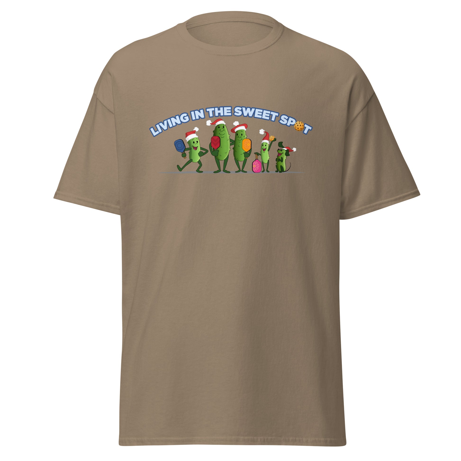 100% Cotton Pickleball T-Shirt - Pickleball Family XMAS - "Living in the Sweet Spot" - DocDink.com