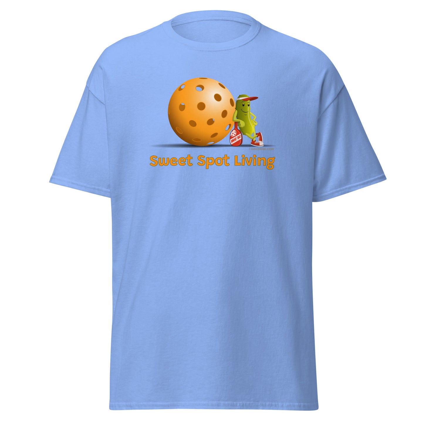 100% Cotton Pickleball T-Shirt - Resting Pickleball - "Sweet Spot Living" - DocDink.com