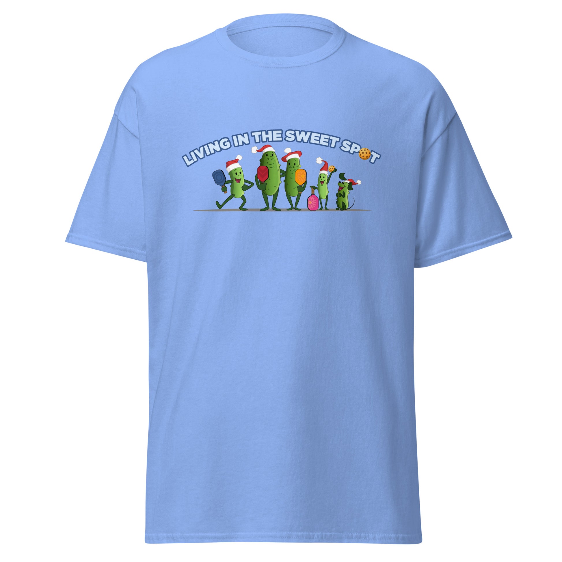 100% Cotton Pickleball T-Shirt - Pickleball Family XMAS - "Living in the Sweet Spot" - DocDink.com