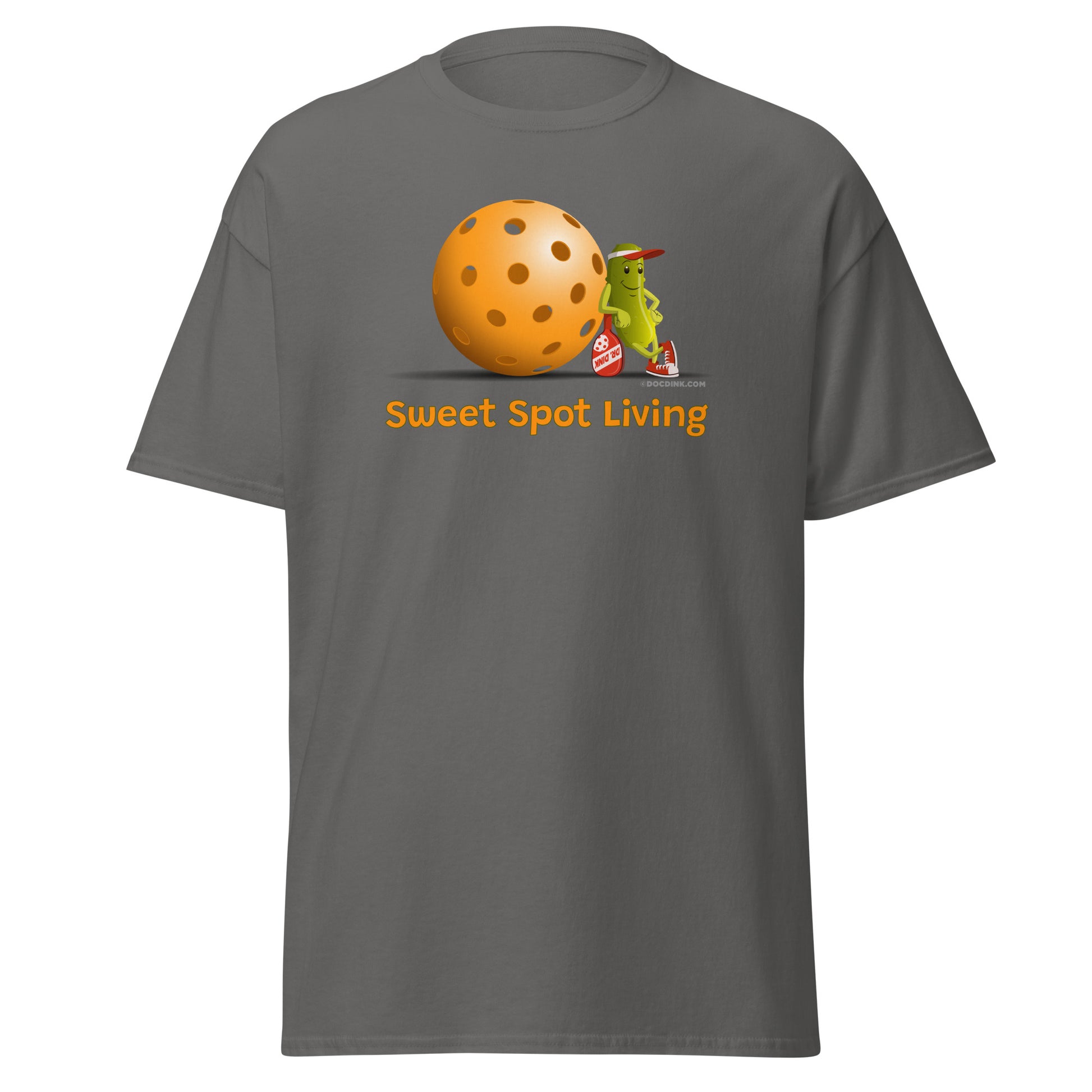 100% Cotton Pickleball T-Shirt - Resting Pickleball - "Sweet Spot Living" - DocDink.com