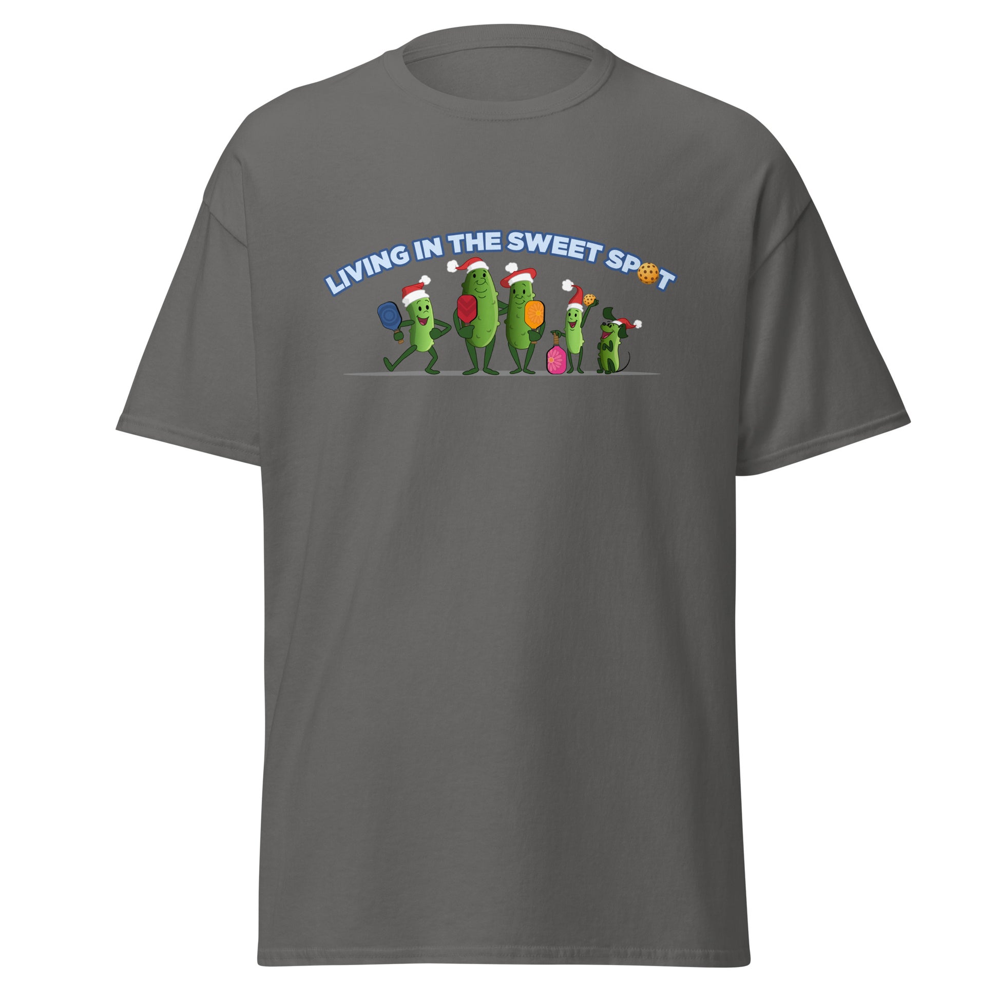 100% Cotton Pickleball T-Shirt - Pickleball Family XMAS - "Living in the Sweet Spot" - DocDink.com