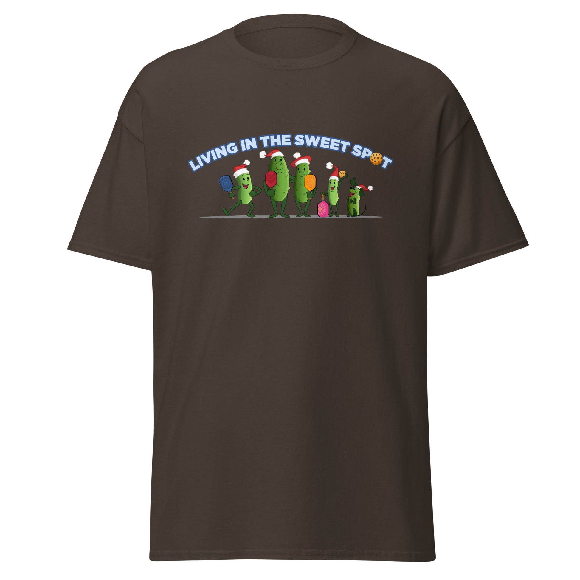 100% Cotton Pickleball T-Shirt - Pickleball Family XMAS - "Living in the Sweet Spot" - DocDink.com