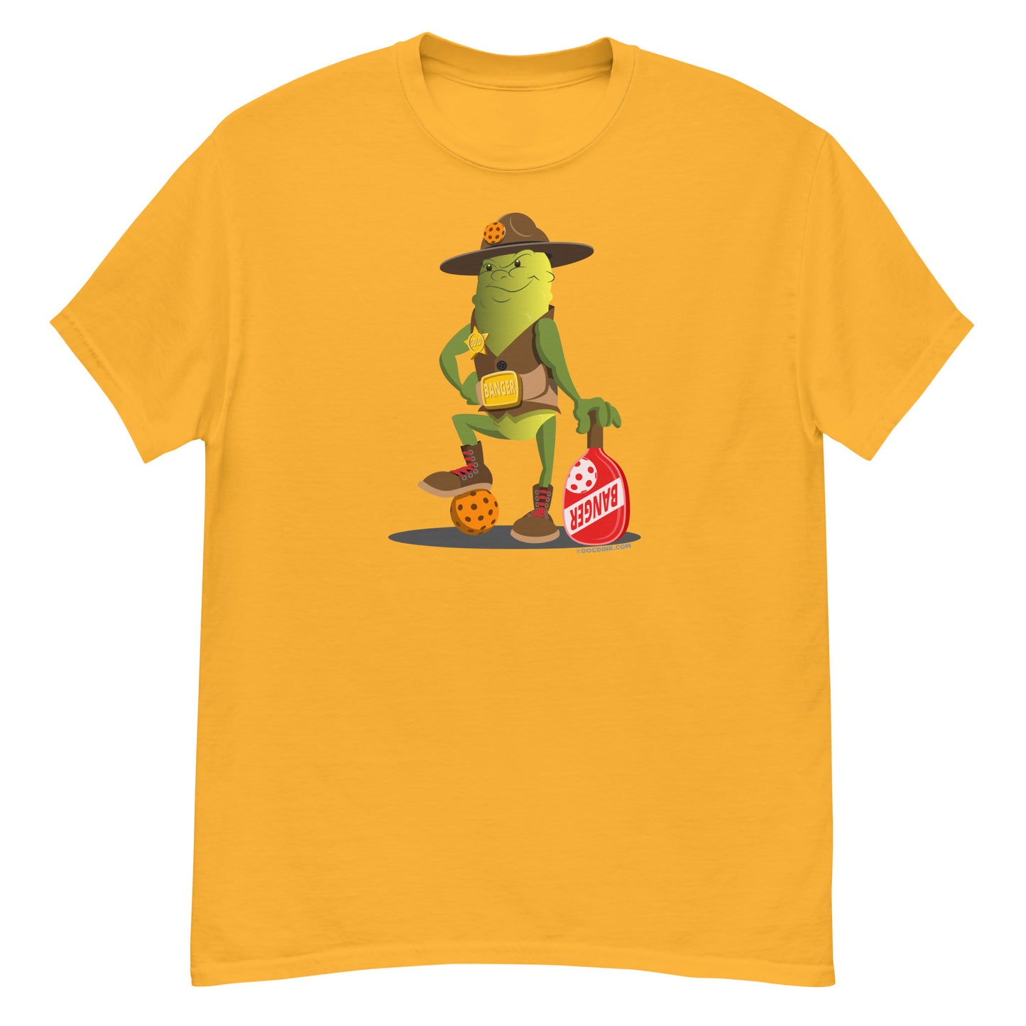 100% Cotton Pickleball T-Shirt - Sgt. Banger's Ready to Play - DocDink.com