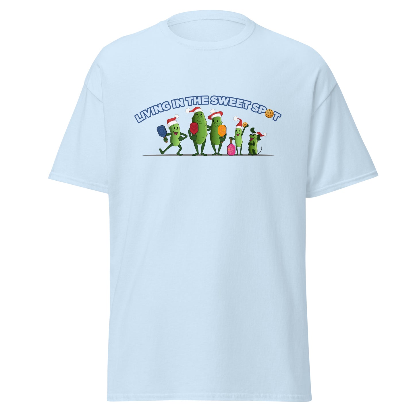 100% Cotton Pickleball T-Shirt - Pickleball Family XMAS - "Living in the Sweet Spot" - DocDink.com