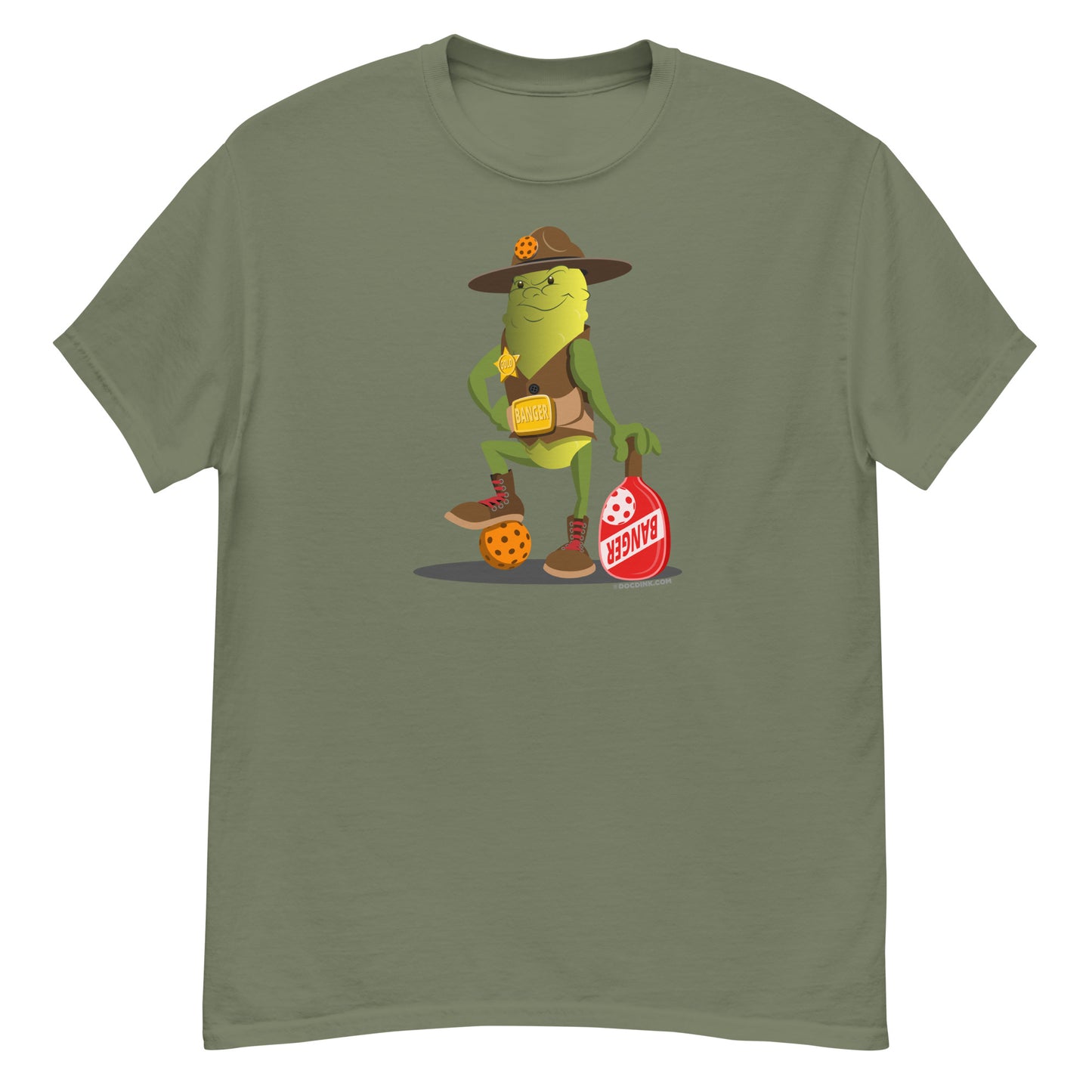 100% Cotton Pickleball T-Shirt - Sgt. Banger's Ready to Play - DocDink.com