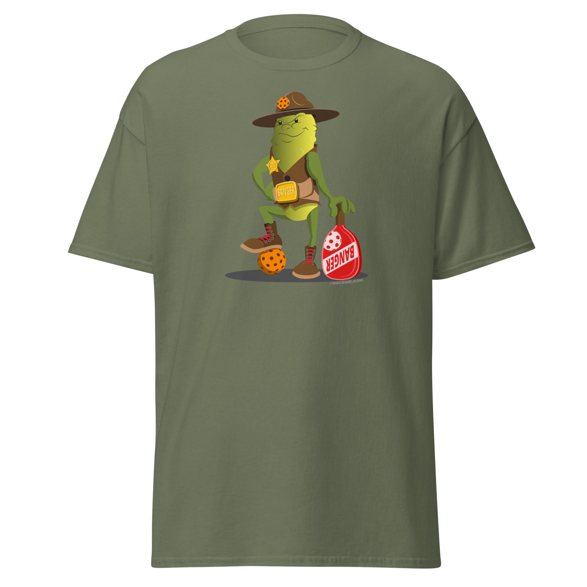 100% Cotton Pickleball T-Shirt - Sgt. Banger's Ready to Play - DocDink.com