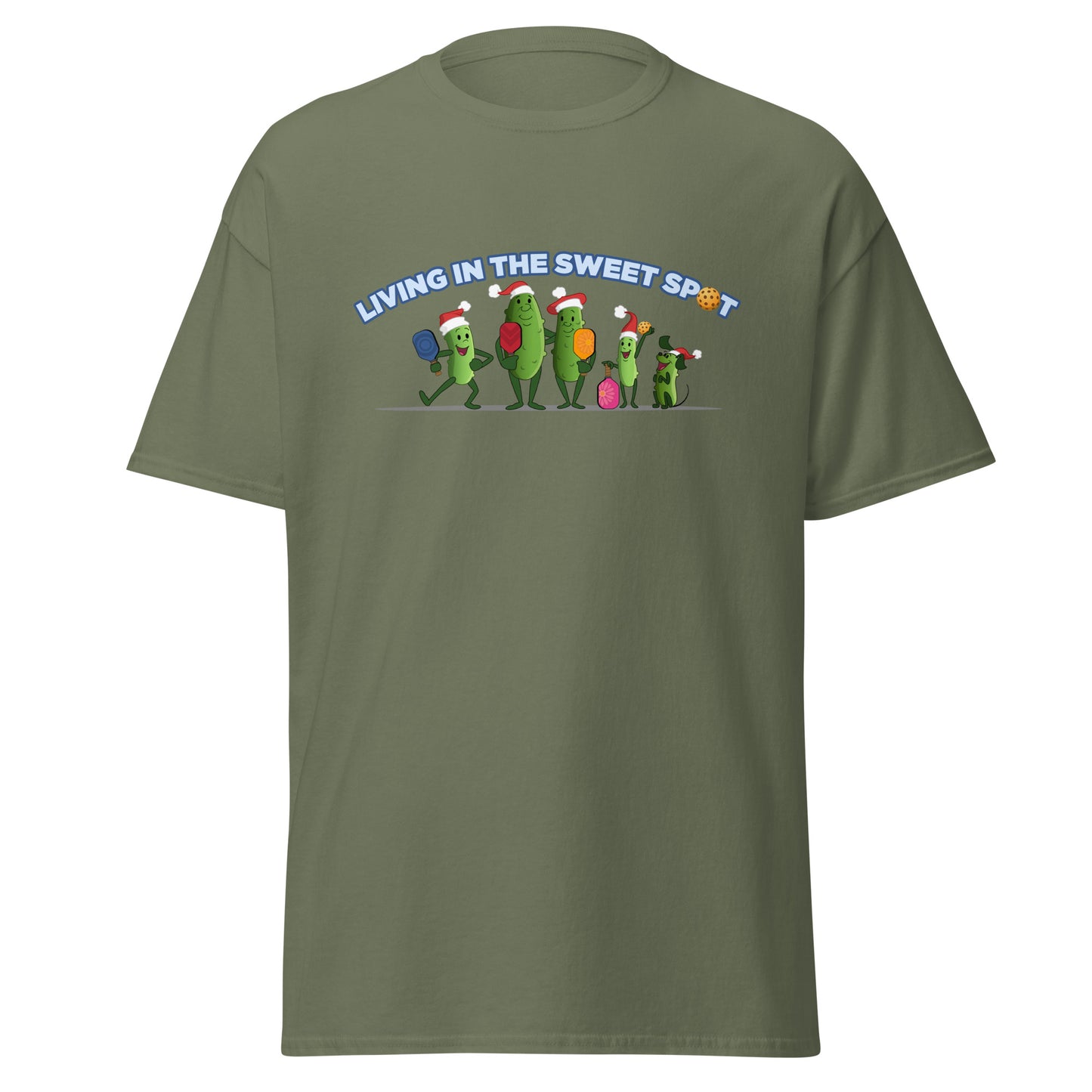 100% Cotton Pickleball T-Shirt - Pickleball Family XMAS - "Living in the Sweet Spot" - DocDink.com
