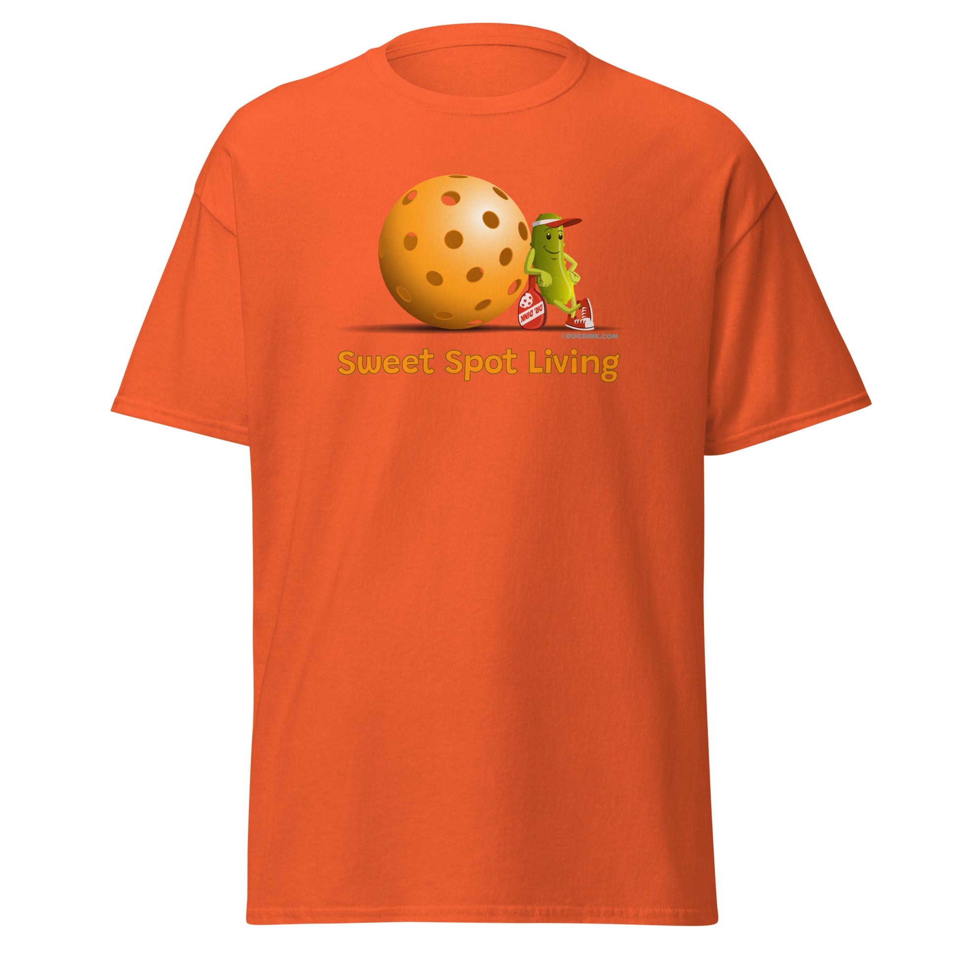 100% Cotton Pickleball T-Shirt - Resting Pickleball - "Sweet Spot Living" - DocDink.com