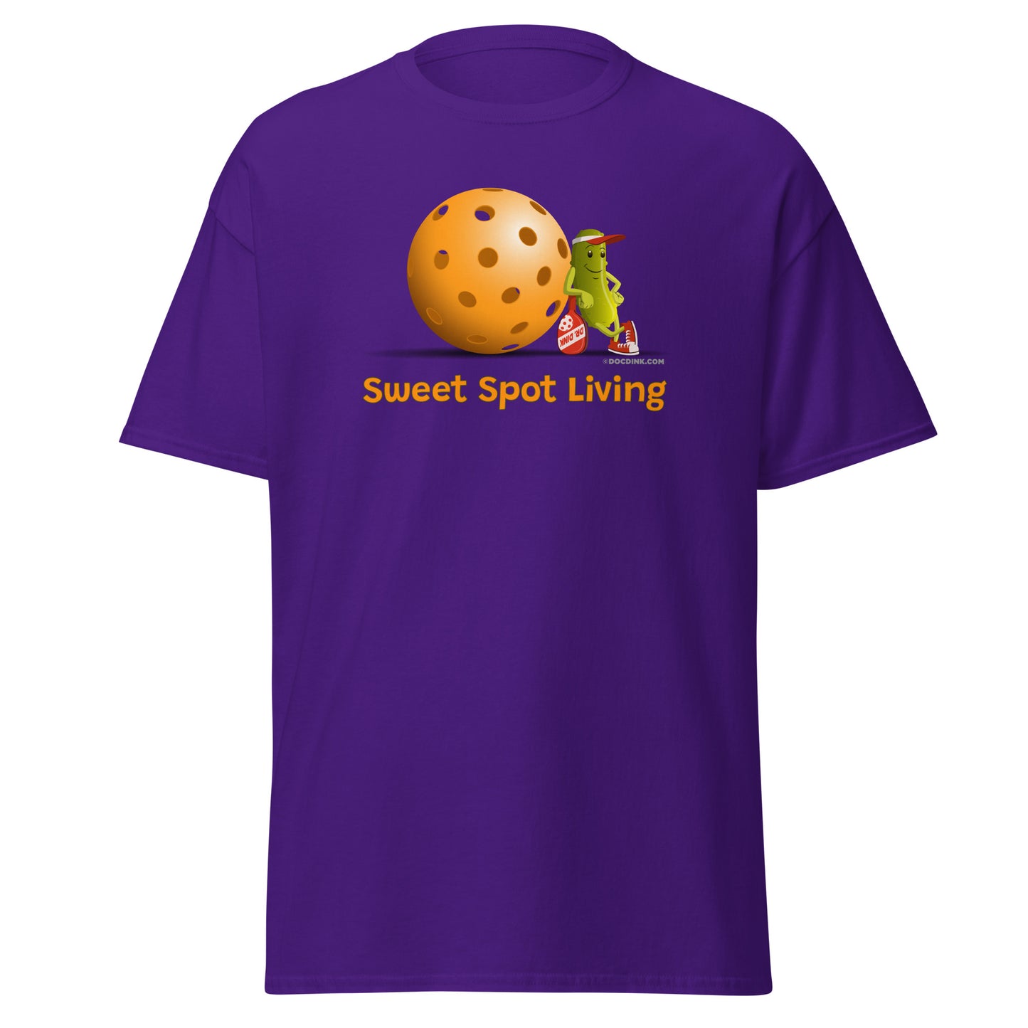 100% Cotton Pickleball T-Shirt - Resting Pickleball - "Sweet Spot Living" - DocDink.com