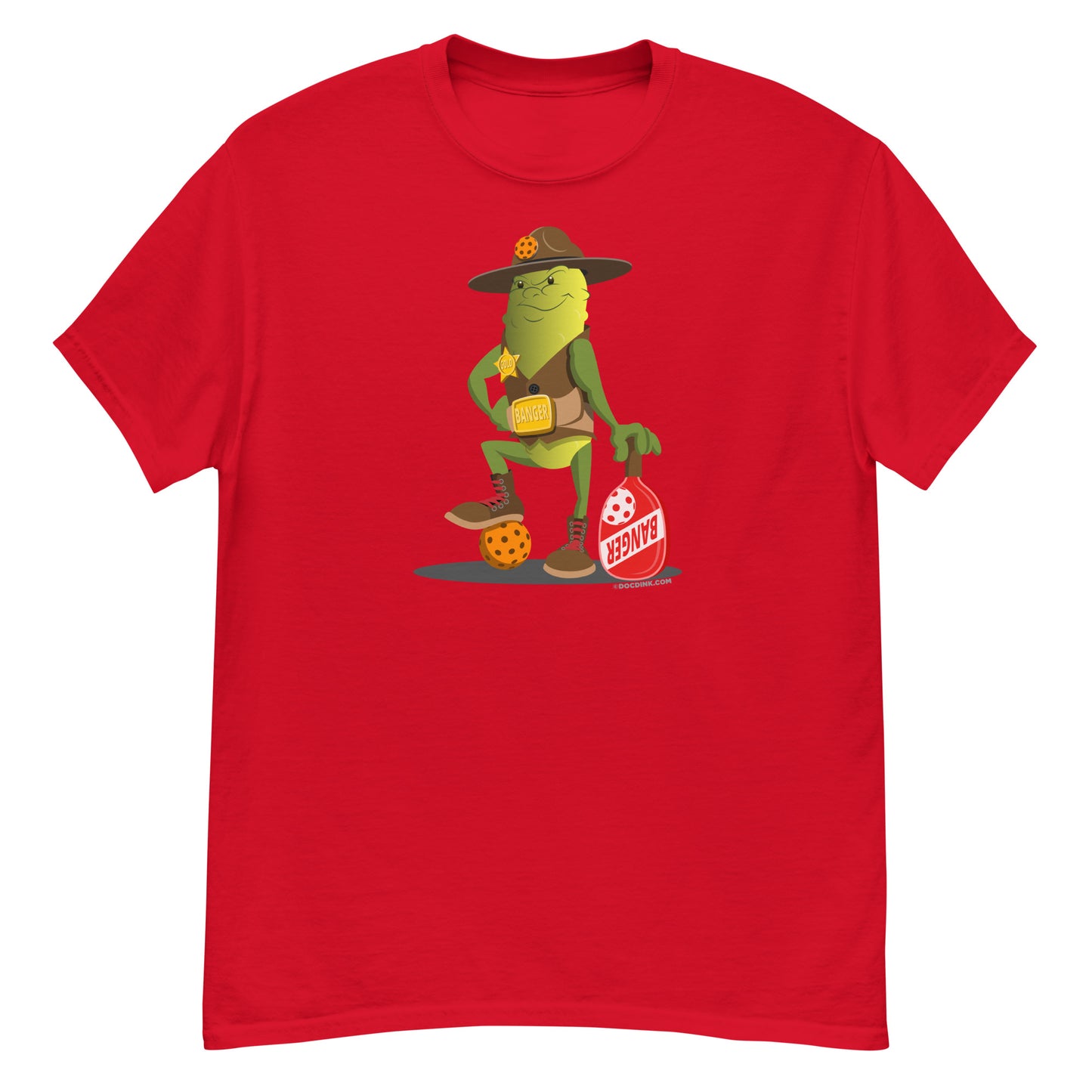 100% Cotton Pickleball T-Shirt - Sgt. Banger's Ready to Play - DocDink.com