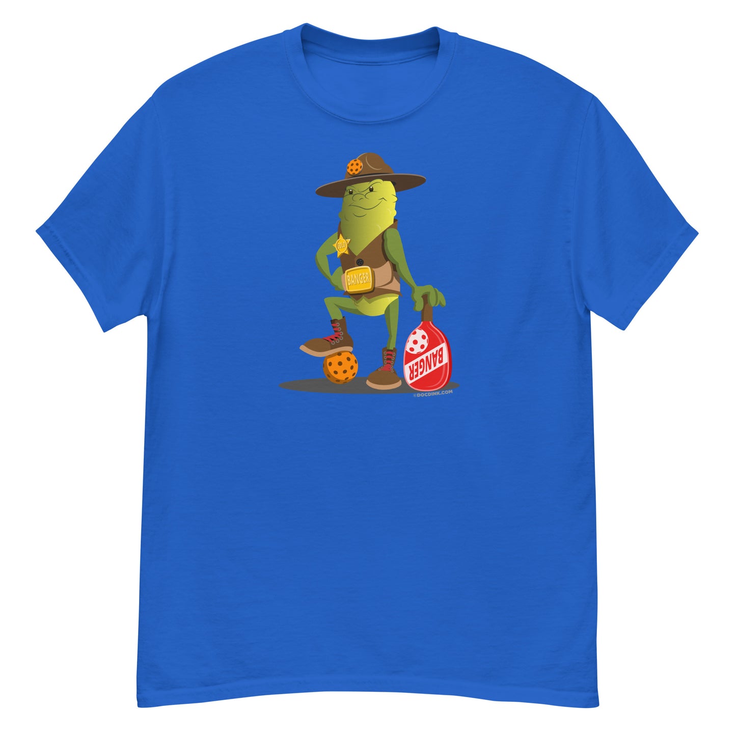 100% Cotton Pickleball T-Shirt - Sgt. Banger's Ready to Play - DocDink.com