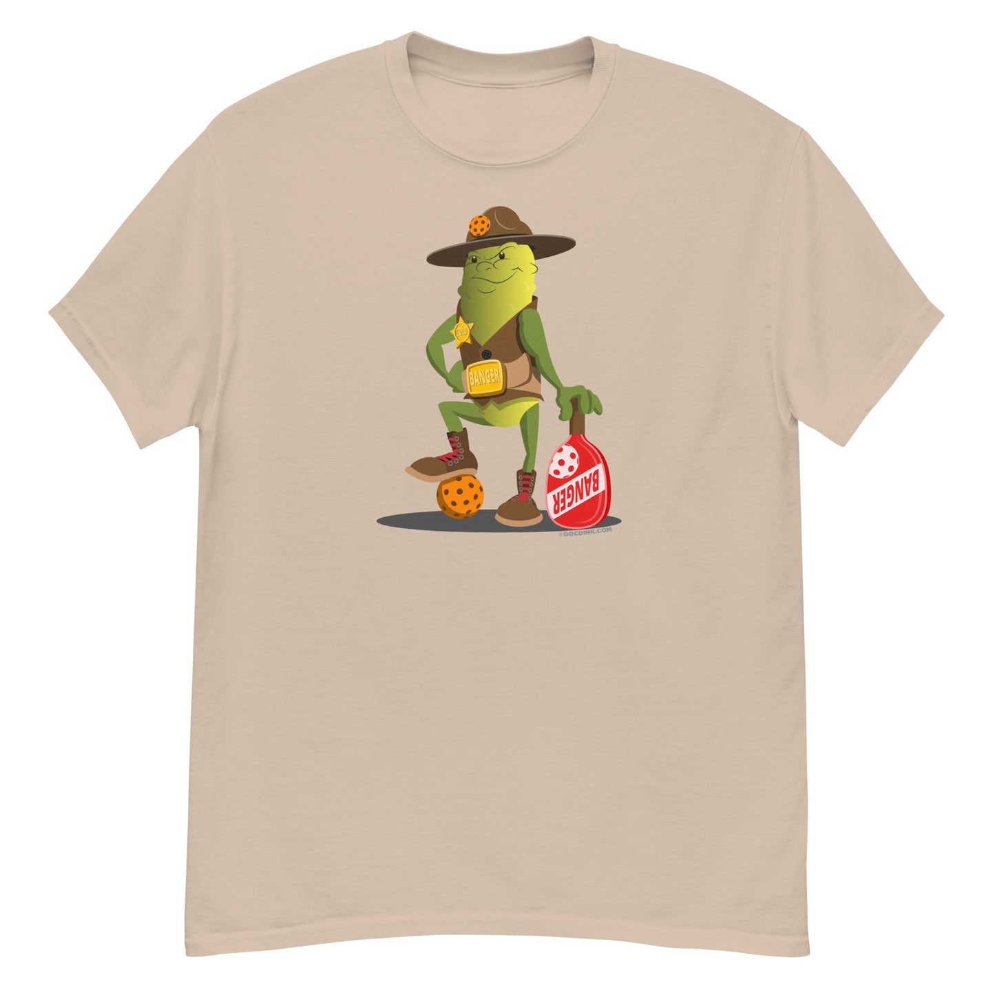 100% Cotton Pickleball T-Shirt - Sgt. Banger's Ready to Play - DocDink.com