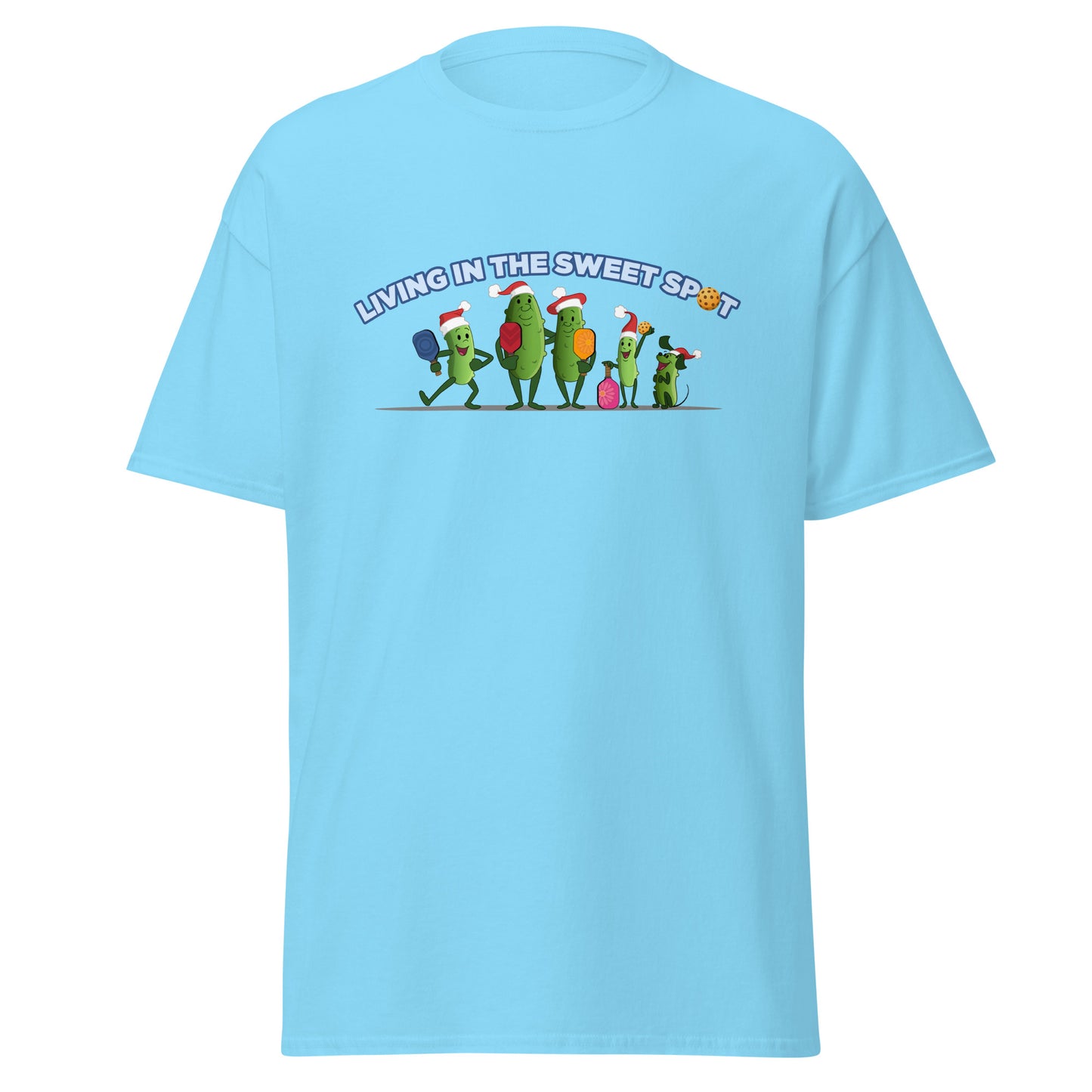 100% Cotton Pickleball T-Shirt - Pickleball Family XMAS - "Living in the Sweet Spot" - DocDink.com