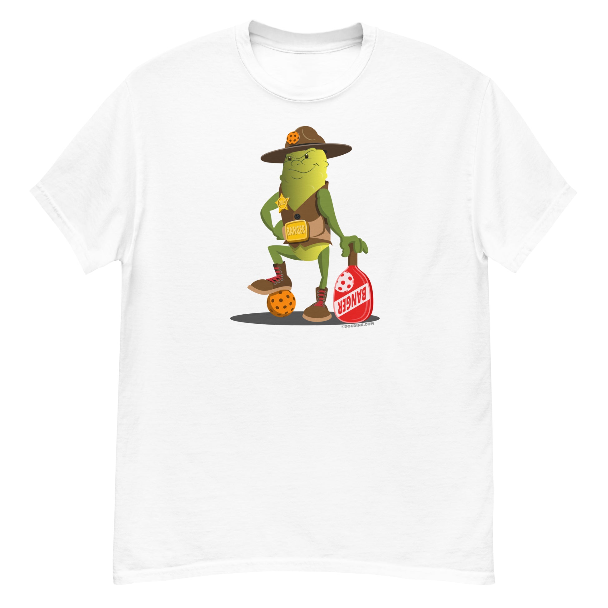 100% Cotton Pickleball T-Shirt - Sgt. Banger's Ready to Play - DocDink.com