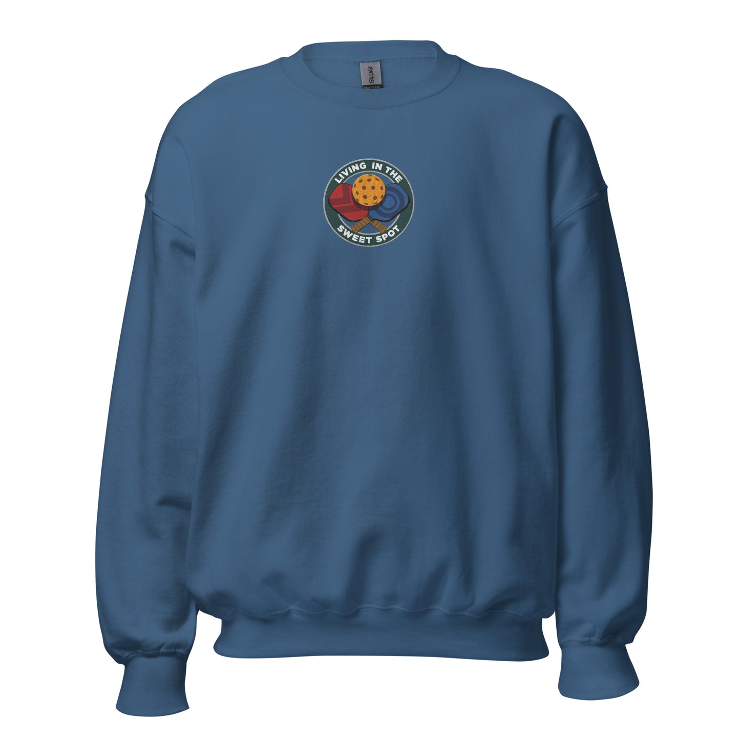 Pickleball Sweatshirt with Embroidered "Living in the Sweet Spot" Emblem - DocDink.com