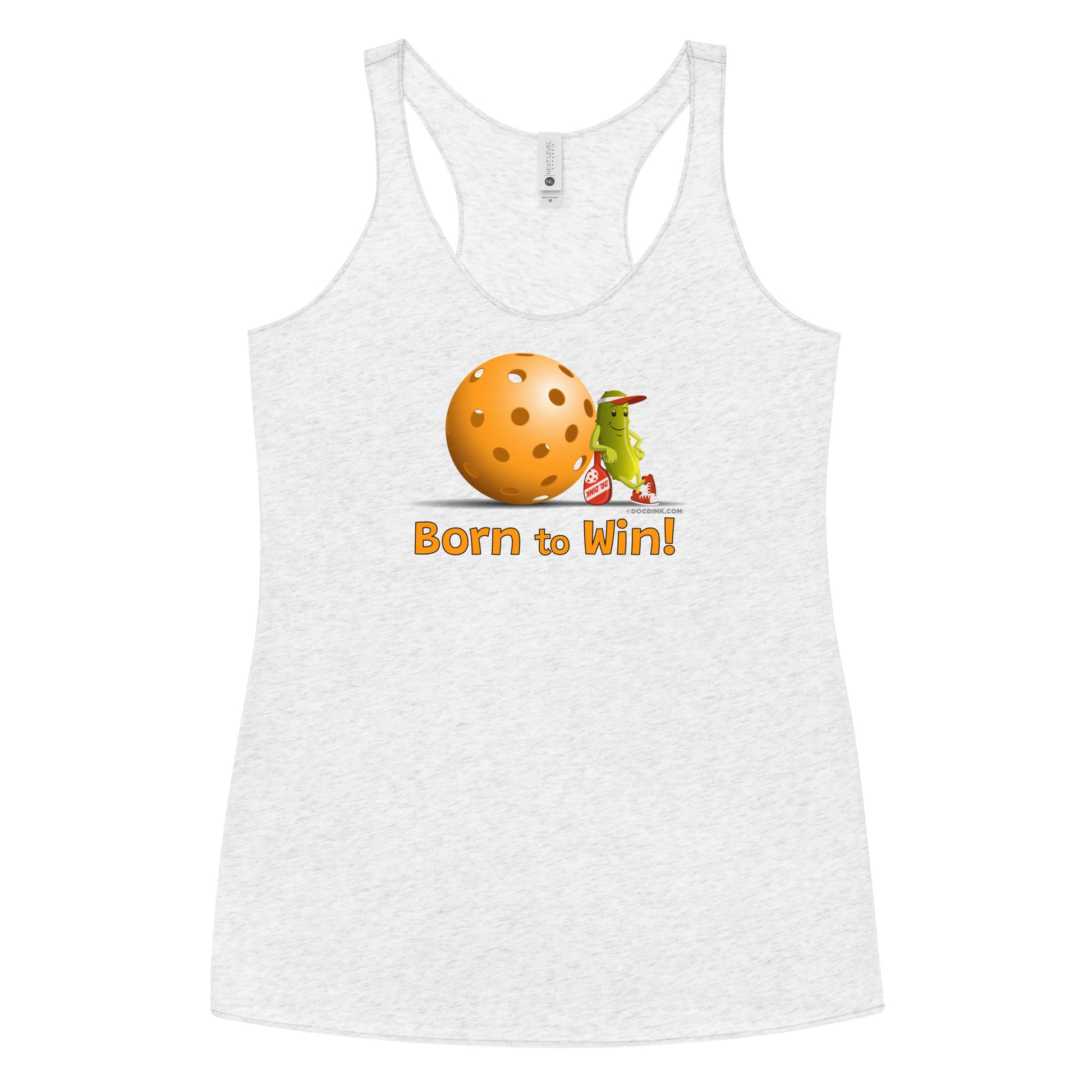 Women's Racerback Pickleball Tank Top - Resting Pickleball - "Born to Win" - DocDink.com