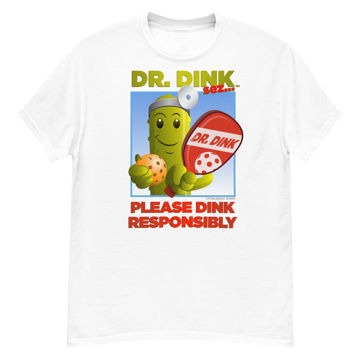 Unisex 100% Cotton Pickleball T-Shirt - "Please Dink Responsibly!" - DocDink.com