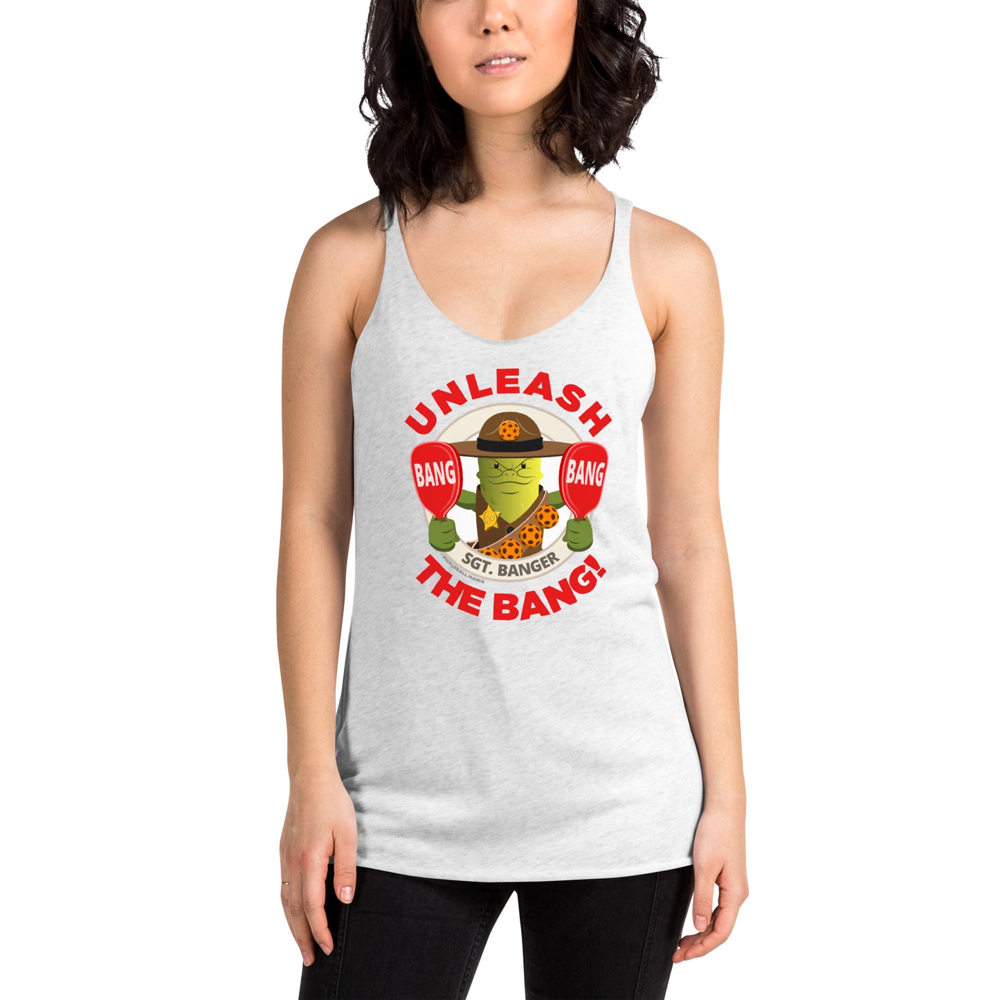 Women's Racerback Pickleball Tank Top - "Unleash the Bang!" - DocDink.com