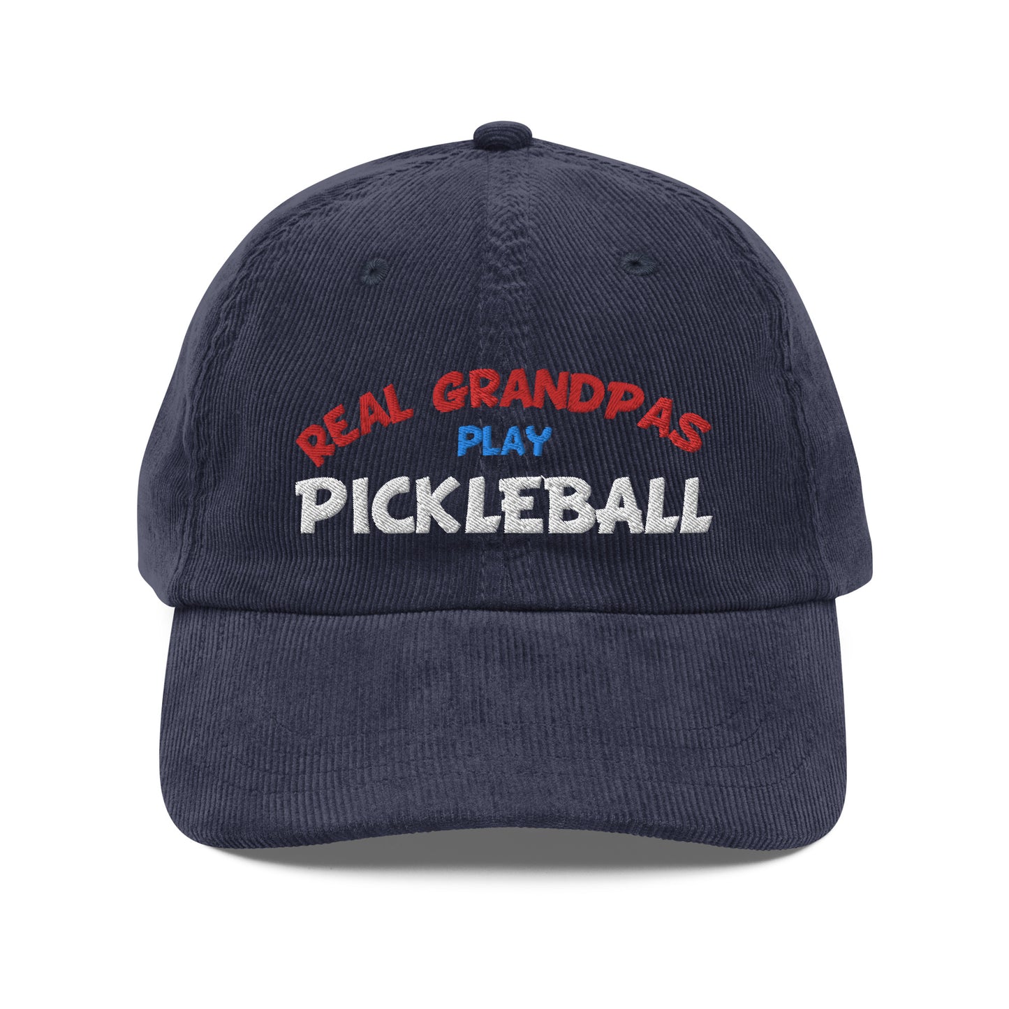 Vintage Corduroy Cap - "REAL Grandpas Play Pickleball" - DocDink.com