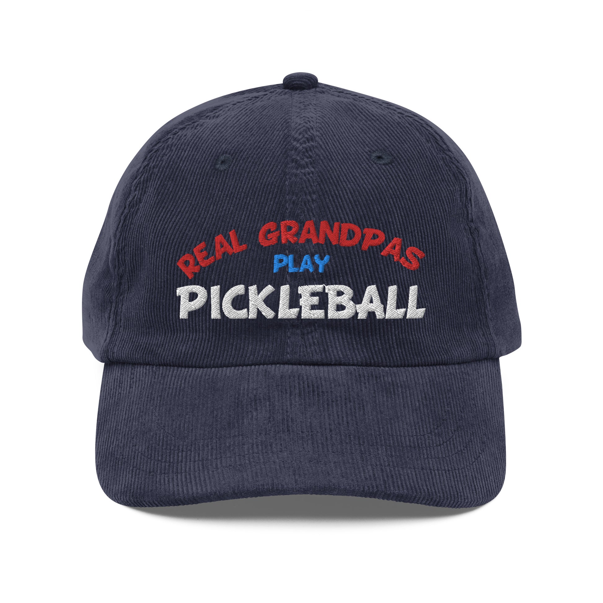 Vintage Corduroy Cap - "REAL Grandpas Play Pickleball" - DocDink.com